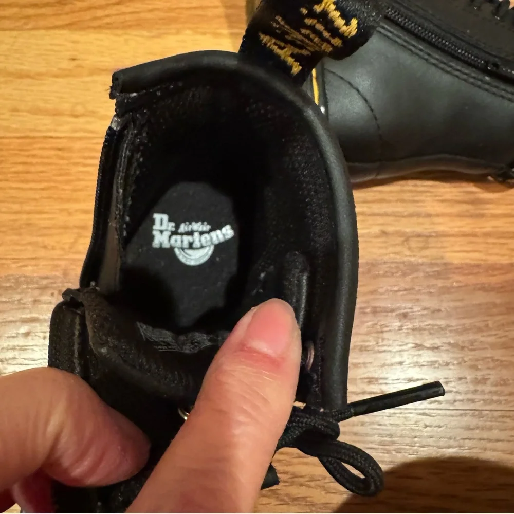Dr. Martens Toddler 1460 Softy T Leather Lace Up Boots Black Zip Up- 7 US